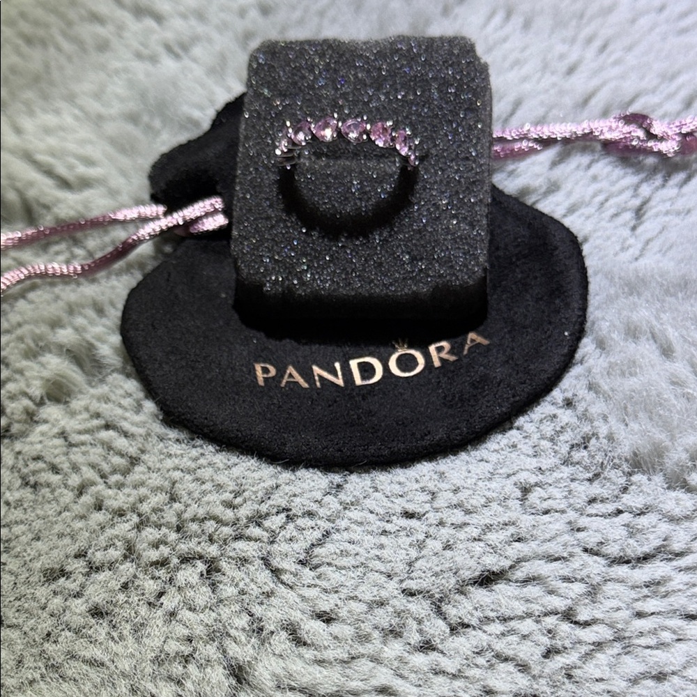 Pandora Pink Heart Eternity Band - Size 7
